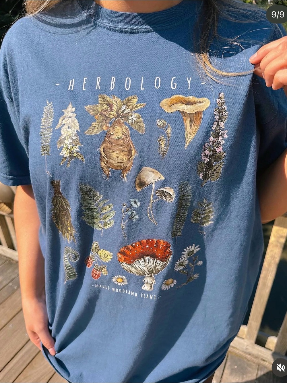 Harry Potter Herbology Magic Woodland Plants Graphic Tee - Blue